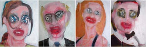 "Amy, Sandy, Dave & John" moderne expressive Malerei auf Leinwand Kunst Atelier Mark Hellbusch 